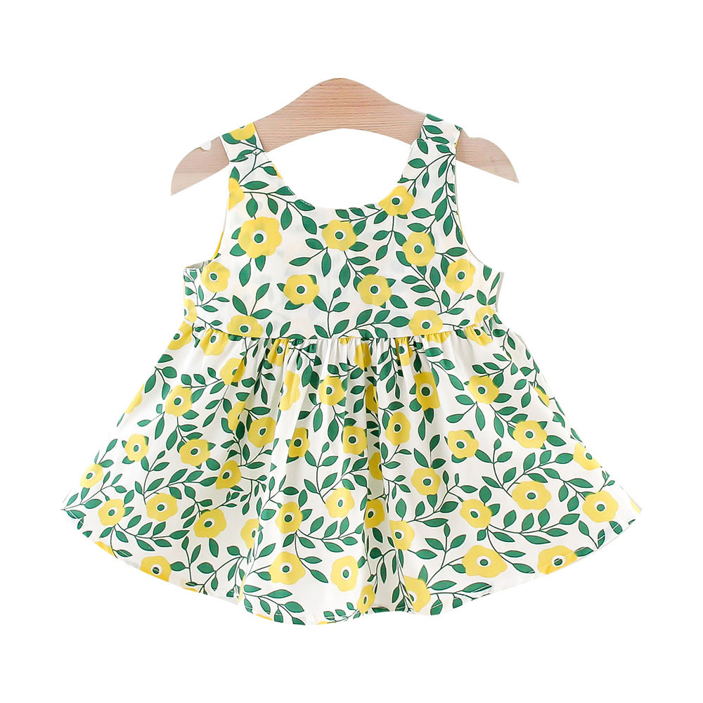 Floral Print Bowknot Sleeveless Baby Dress (18-24 Months) 19908138