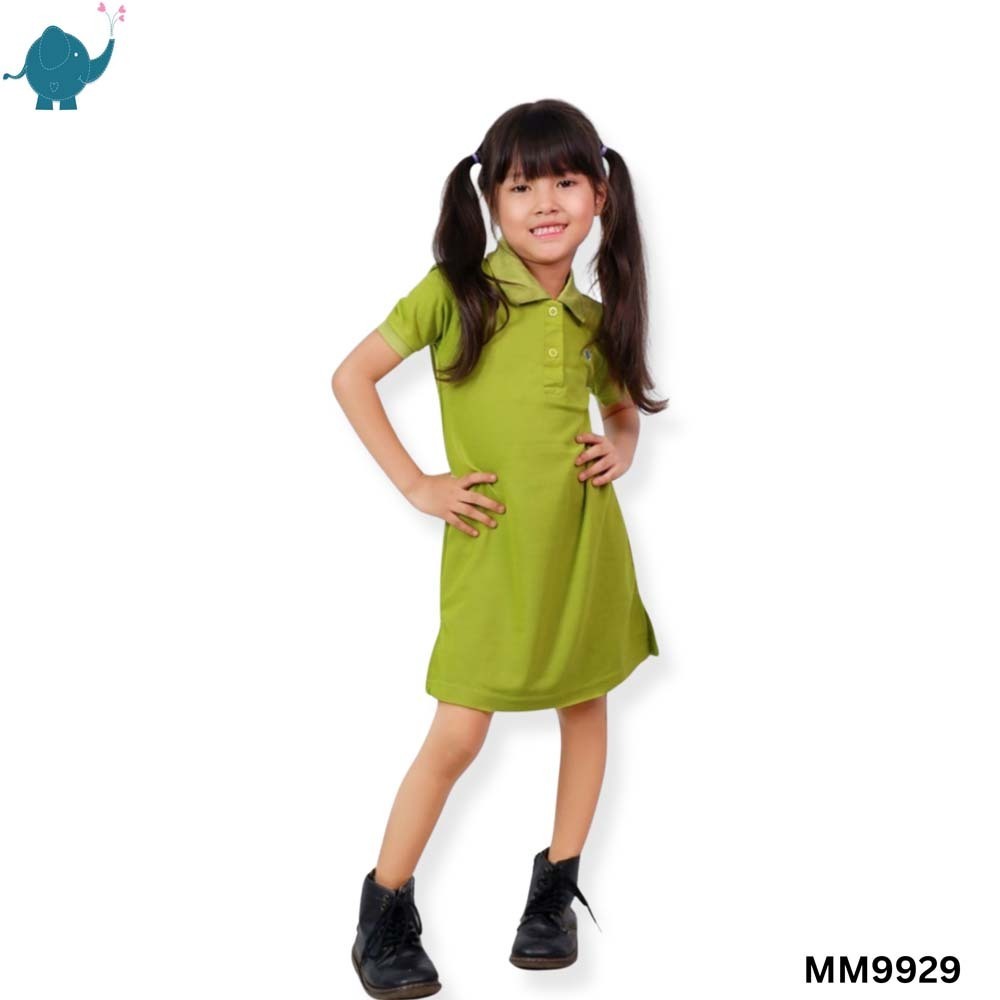 Max & Mia Kids Girl Polo Dress MM9929 Olive Green Large