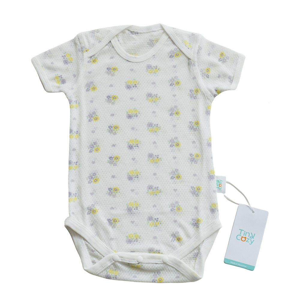 Tiny Cozy Airy Cotton Body Suite (Short Sleeve) TC2026M Yellow & Purple