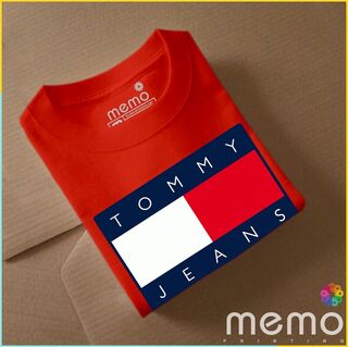memo ygn Tommy Jeans unisex Printing T-shirt DTF Quality sticker Printing-White (XL)