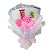 Artificial Ribbon Pink Roses Bouquet & Kitkat