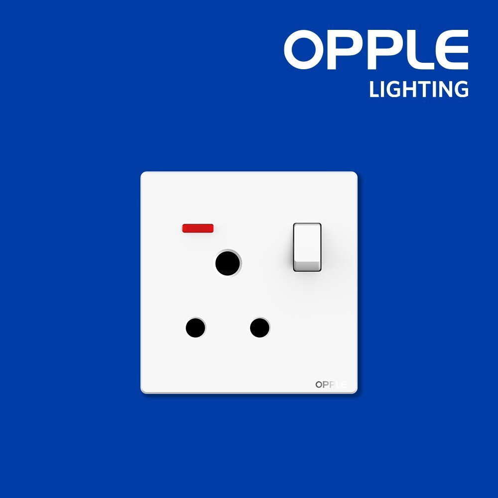 OPPLE F021572A-Switched SKT-Neon-R-3P15A (White) Switch and Socket (OP-29-011)