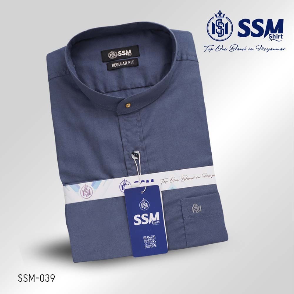 Madarin Collar Shirt Short Sleeve 2XL (Blue Slate Gray) SSM-O-P-S-039
