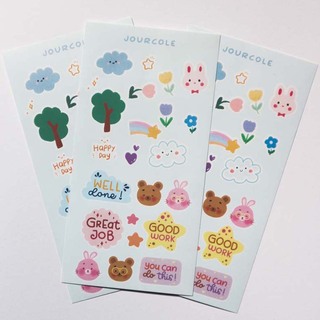 Jourcole  Kawaii Bears Sticker Set 2 sheets 8.5x16.5cm JC0026 Yellow
