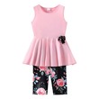 Kid Girl Bowknot Design Sleeveless Tee Shorts Set (7-8 Years) 20409246