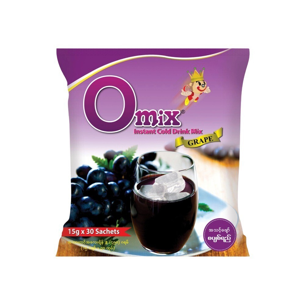 O-Mix Instant Grape Cool Drink Mix Powder (15G x 30PCS)