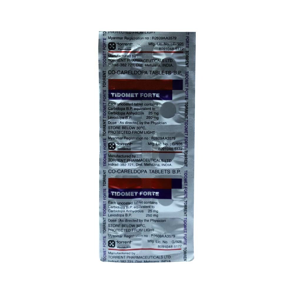Tidomet Forte Carbidopa & Levodopa Tablet 10PCS