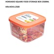 Hokkaido Square Food Storage Box 2500Ml HIN.HOVU.2500 (175 x 175 x 111MM)