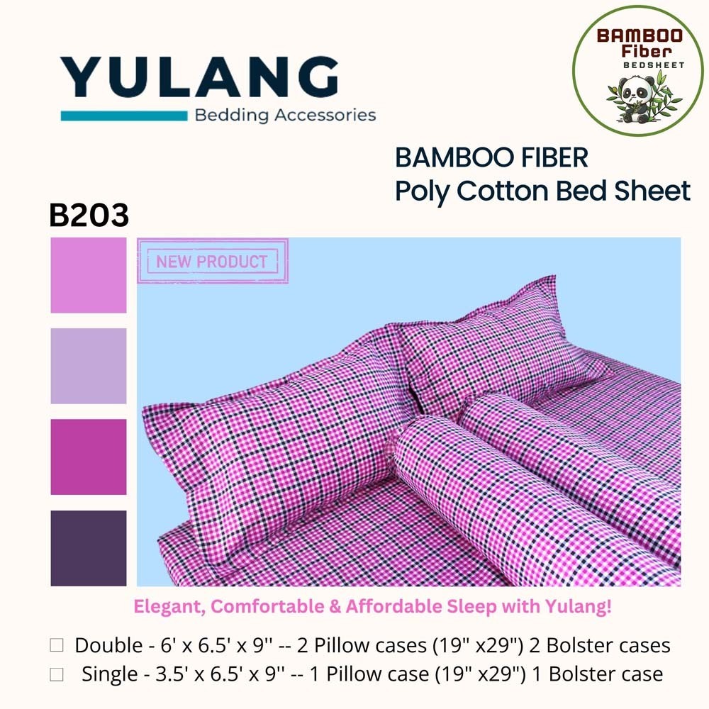 Yulang Bamboo Poly-Cotton Double Bedsheet 5PCS Set BF(D)-B203P
