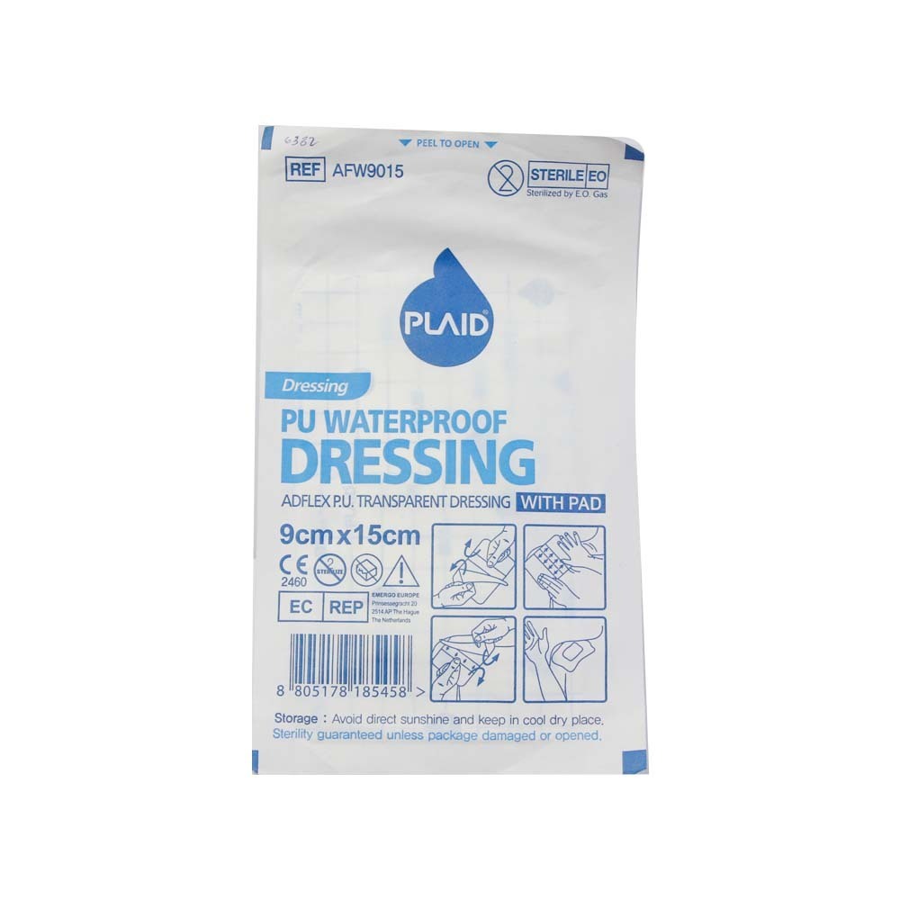 Plaid Waterproof Wound Dressing 9 x 15cm AFW9015