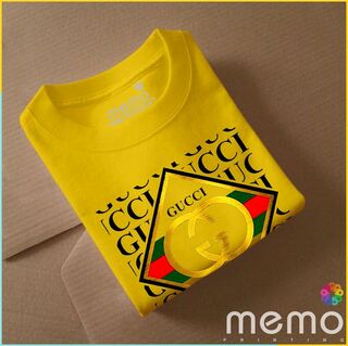 memo ygn GUCCI Square unisex Printing T-shirt DTF Quality sticker Printing-Yellow (XXL)