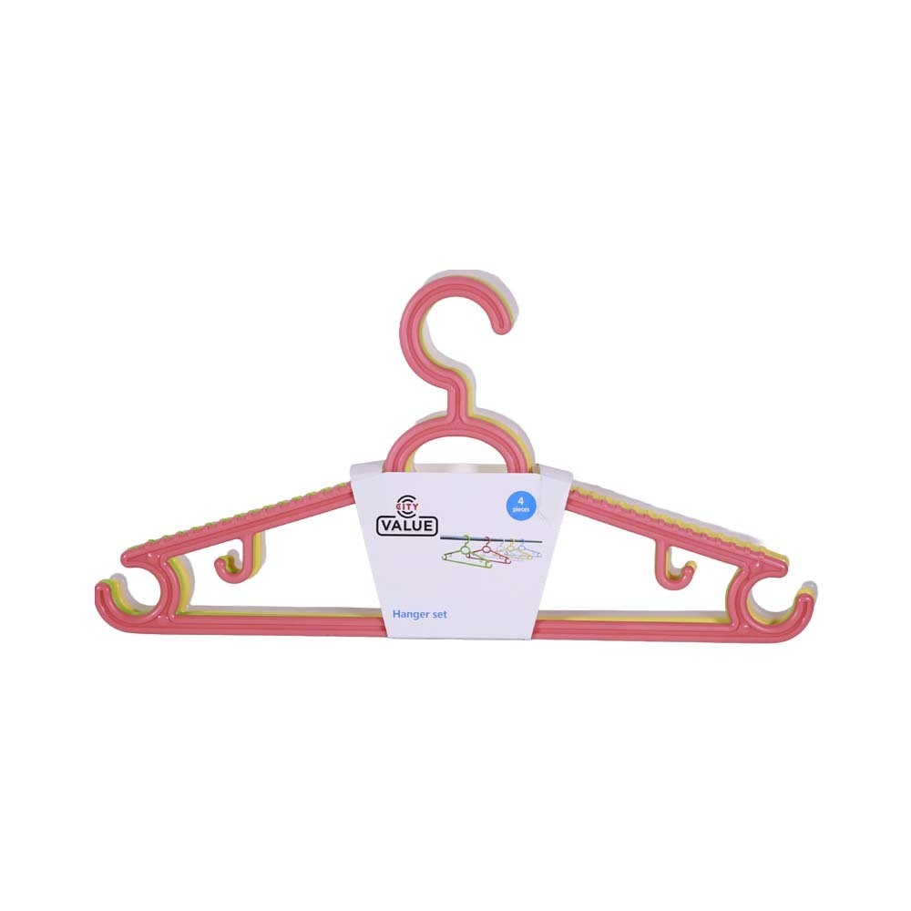 City Value Cloth Hanger 4PCS Mix Color