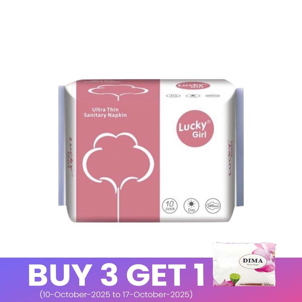 Lucky Girl Cotton Ultra Thin Wing Day Sanitary Napkin 245mm 10PCS