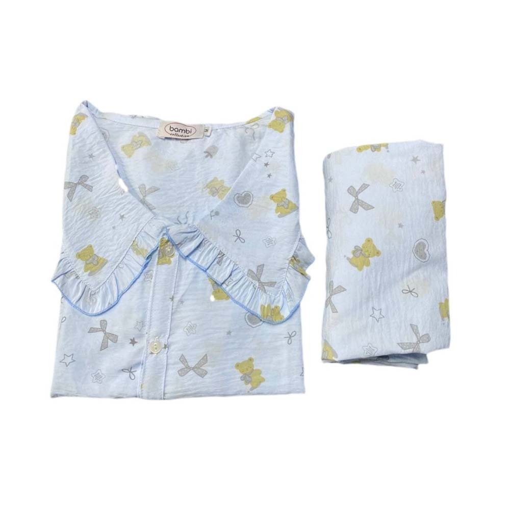 Bambi Womenwear Cottonpuff Oneset S/L Blue AA0059 XL