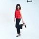 Kudos Floral Chiffon Woman Blouse White B-002 Small