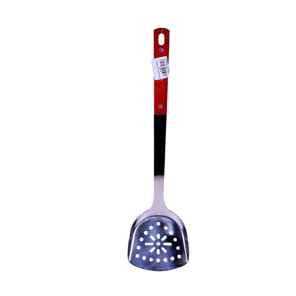 KZK Steel Slotted Turner With Wooden Handle