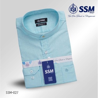 Mandarin Collar Shirt Long Sleeve Large (Purplish Blue) SSM-O-P-S-060