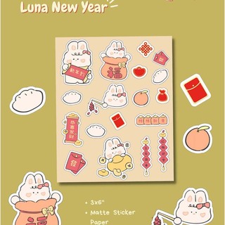 Jourcole  CNY Bunny Stickers 1 sheet 4x5inches JC0001 Red