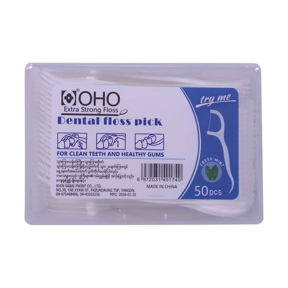 Oho Dental Floss Pick Fresh Mint 50PCS