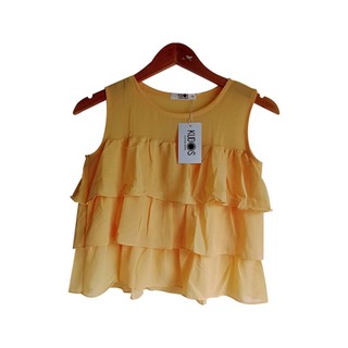 Kudos Floral Chiffon Woman Blouse Brown B-002 Small