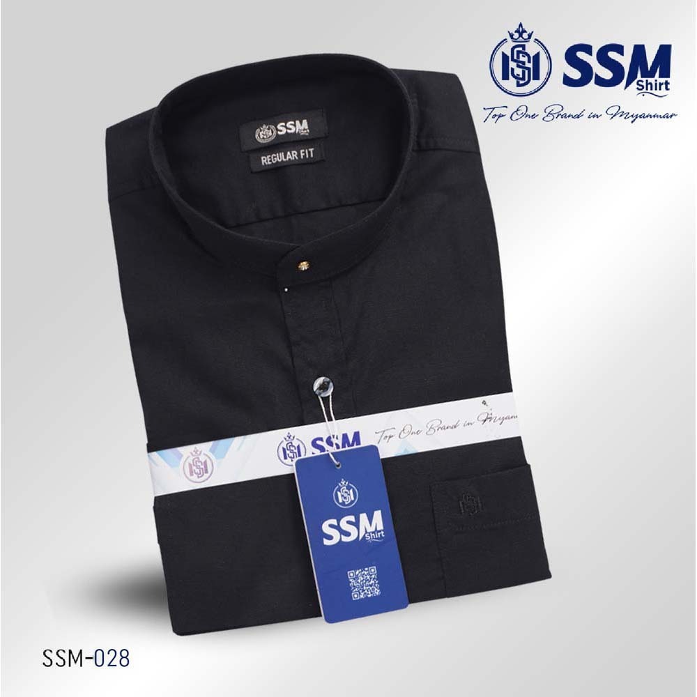 Madarin Collar Shirt Short Sleeve 2XL (True Black) SSM-O-P-S-028