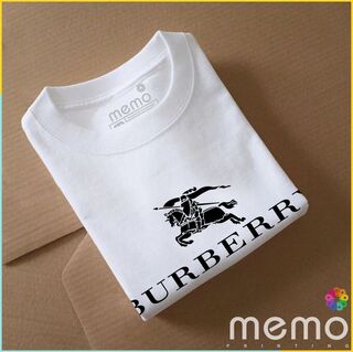 memo ygn Burberry unisex Printing T-shirt DTF Quality sticker Printing-Red (Medium)