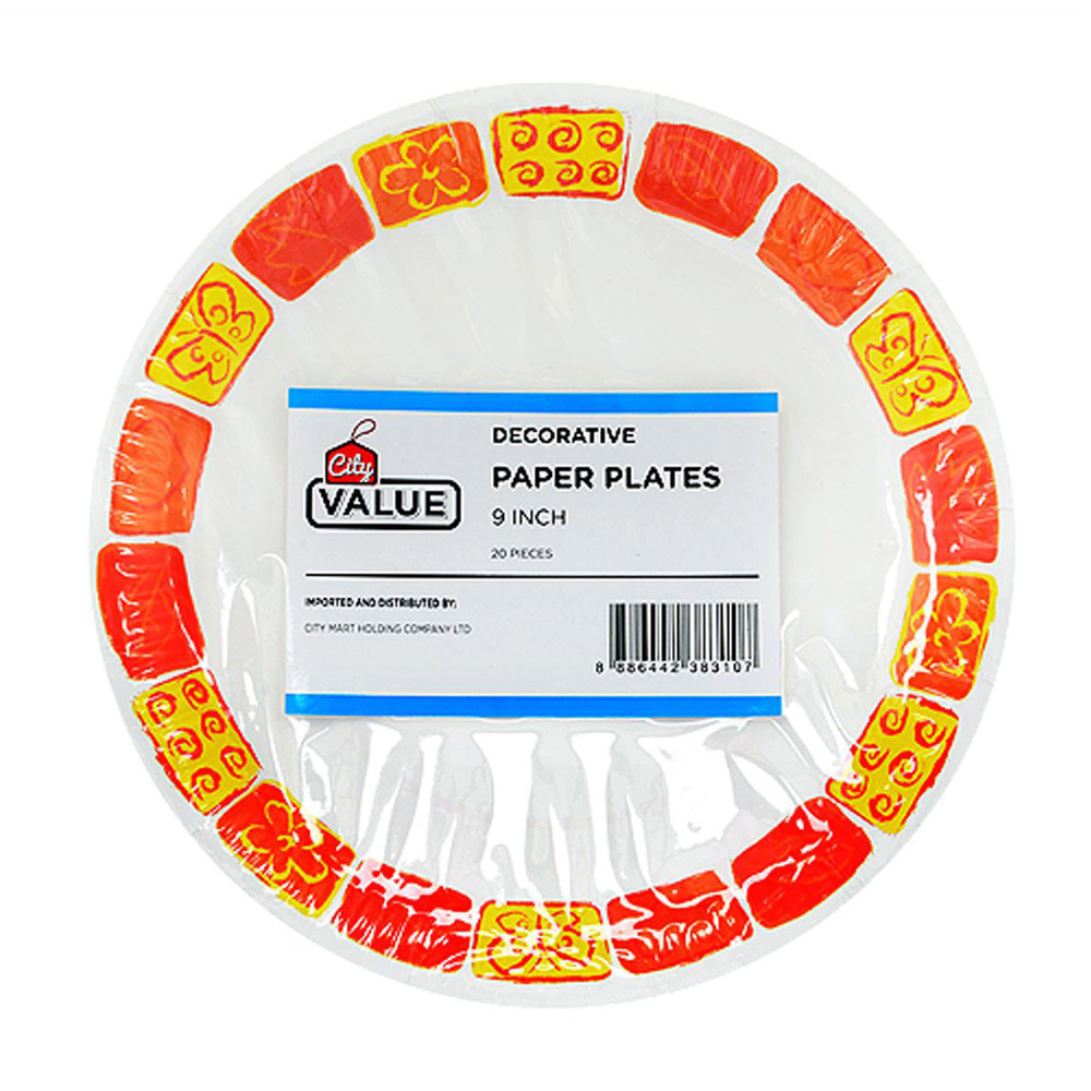 City Value Decorative Paper Plates 9IN 20PCS