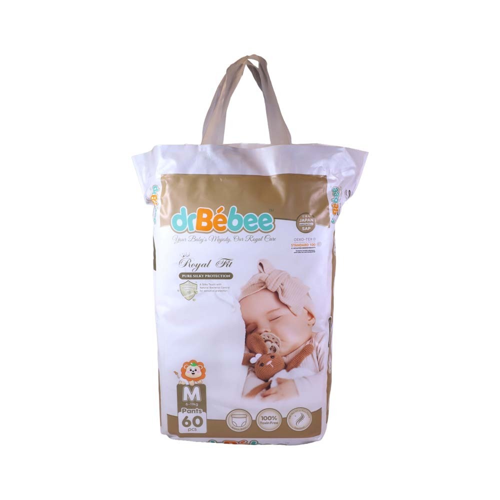 Dr Bebee Royal Fit Baby Diaper Pant Jumbo 60PCS (M)
