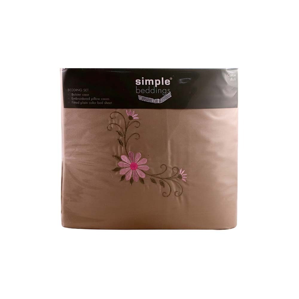 Simple Bed Sheet 5PCS 6ftx6.5ftx9in Khaki (Fit)