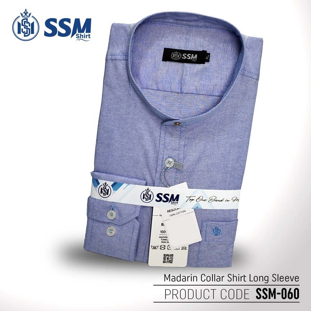 Madarin Collar Shirt Long Sleeve SSM-O-M-L-060 (Orchid Blue) Extra Large