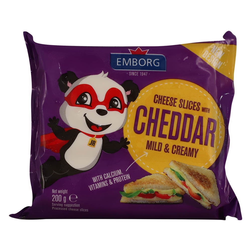 Emborg Junior Cheddar Processed Slice Cheese 200G