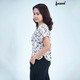 Kudos Floral Chiffon Woman Blouse Magenta Pink B-007 Large