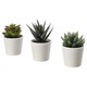 Ikea Fejka Artificial Potted Plant With Pot, In/Outdoor Succulent, 6 CM 3 Pieces Green 205.197.65