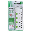 Power Plus 4 Way Socket (4Switch+3Meter) White+Green PP400I3M