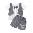 Baby Boy Bow Tie Plaid Short-Sleeve Tee And Shorts Set 2PCS 20624742