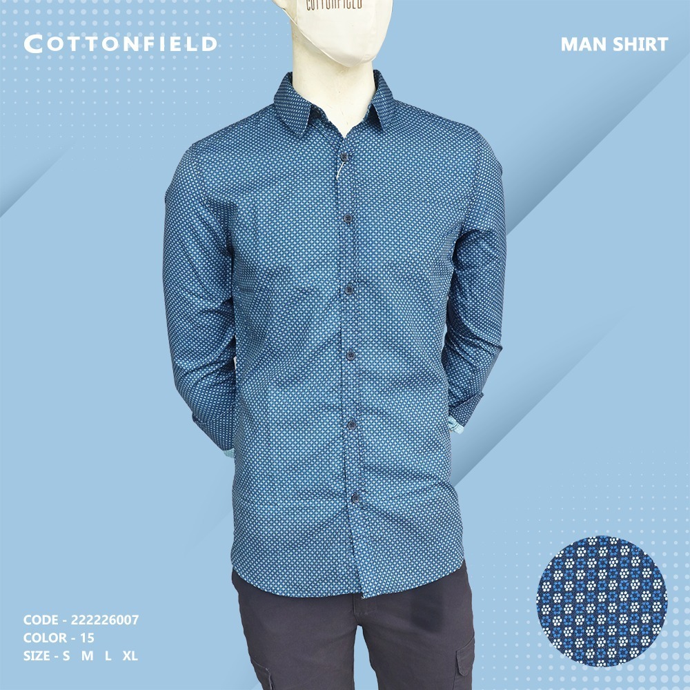 Cottonfield Men Long Sleeve Print Shirt C15 (Large)