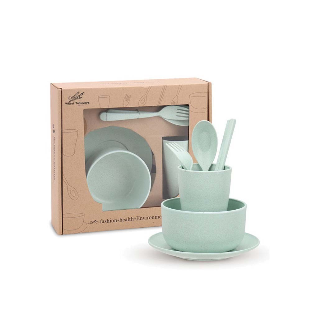 Wheat Straw Dinnerware Set Green