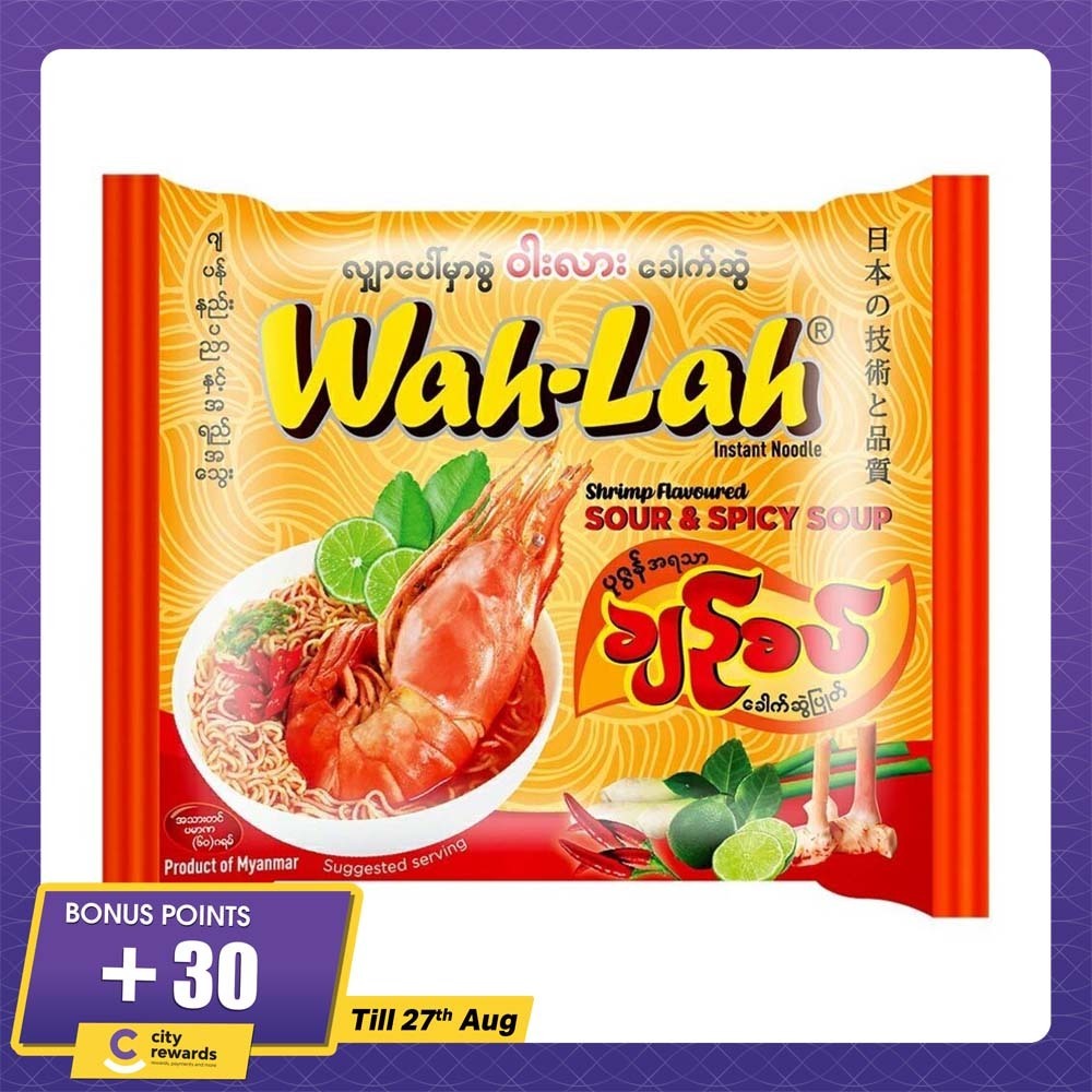 Wah Lah Instant Noodle Shrimp Sour & Spicy Soup 60G