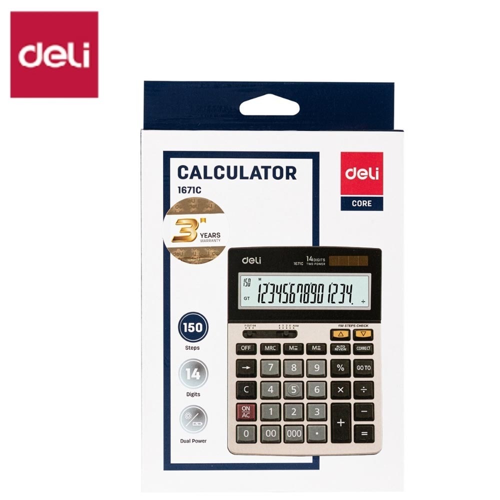 Deli Calculator 14 Digits 150 Steps No.1671C