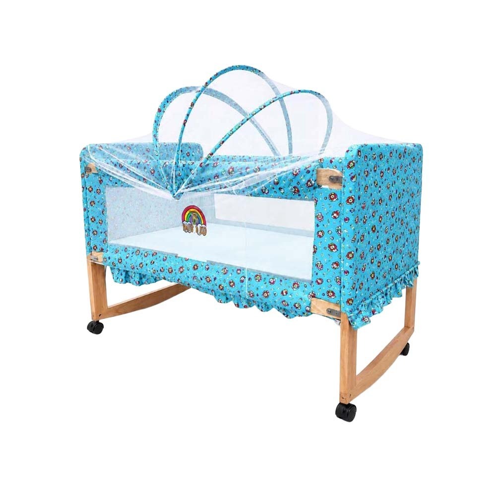 Baby Cele W-002 Newborn Wooden Rocking Cradle with Mosquito Net 12679 Green