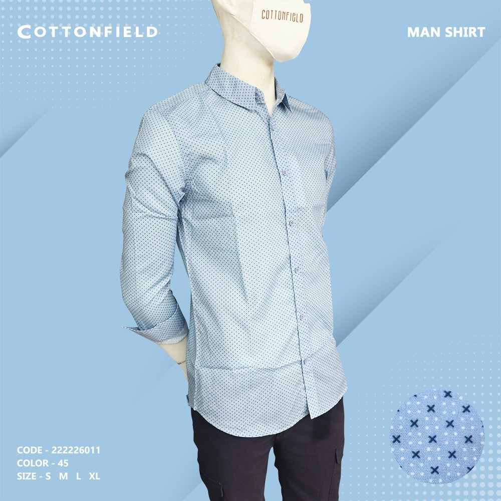 Cottonfield Men Long Sleeve Print Shirt C45 (Large)