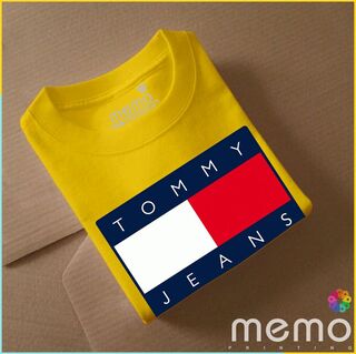 memo ygn Tommy Jeans unisex Printing T-shirt DTF Quality sticker Printing-Black (XL)