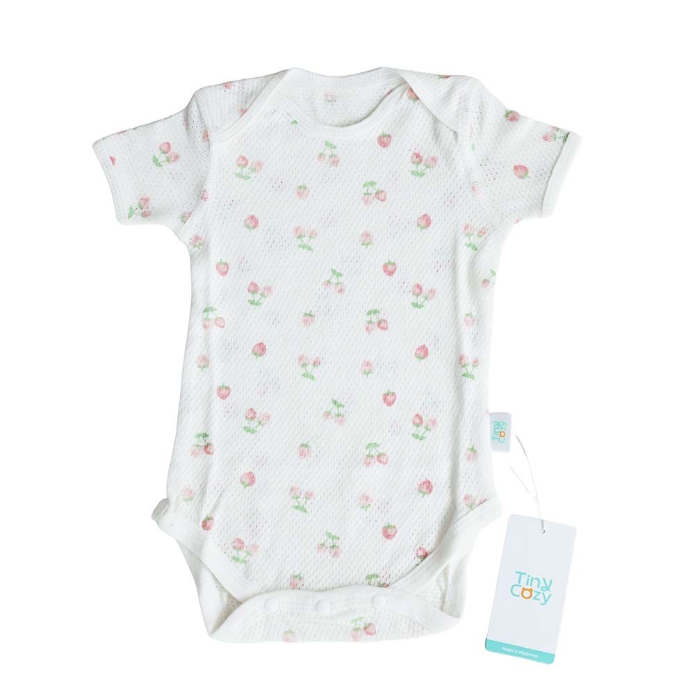 Tiny Cozy Airy Cotton Body Suite (Short Sleeve) TC2026M Strawberry